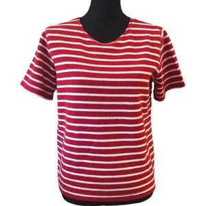 PETITE SOPHISTICATE SHORT SLEEVE STRIPED TOP RED WHITE SIZE MP